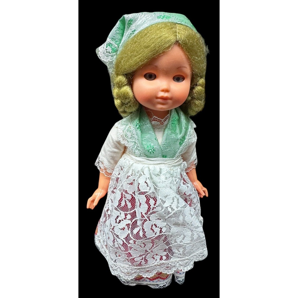 Lot Of 3 Vintage Dutch 7" Doll Plastic - Authentic Costume -‎ Blink eyes - Shoe - Picture 6 of 9